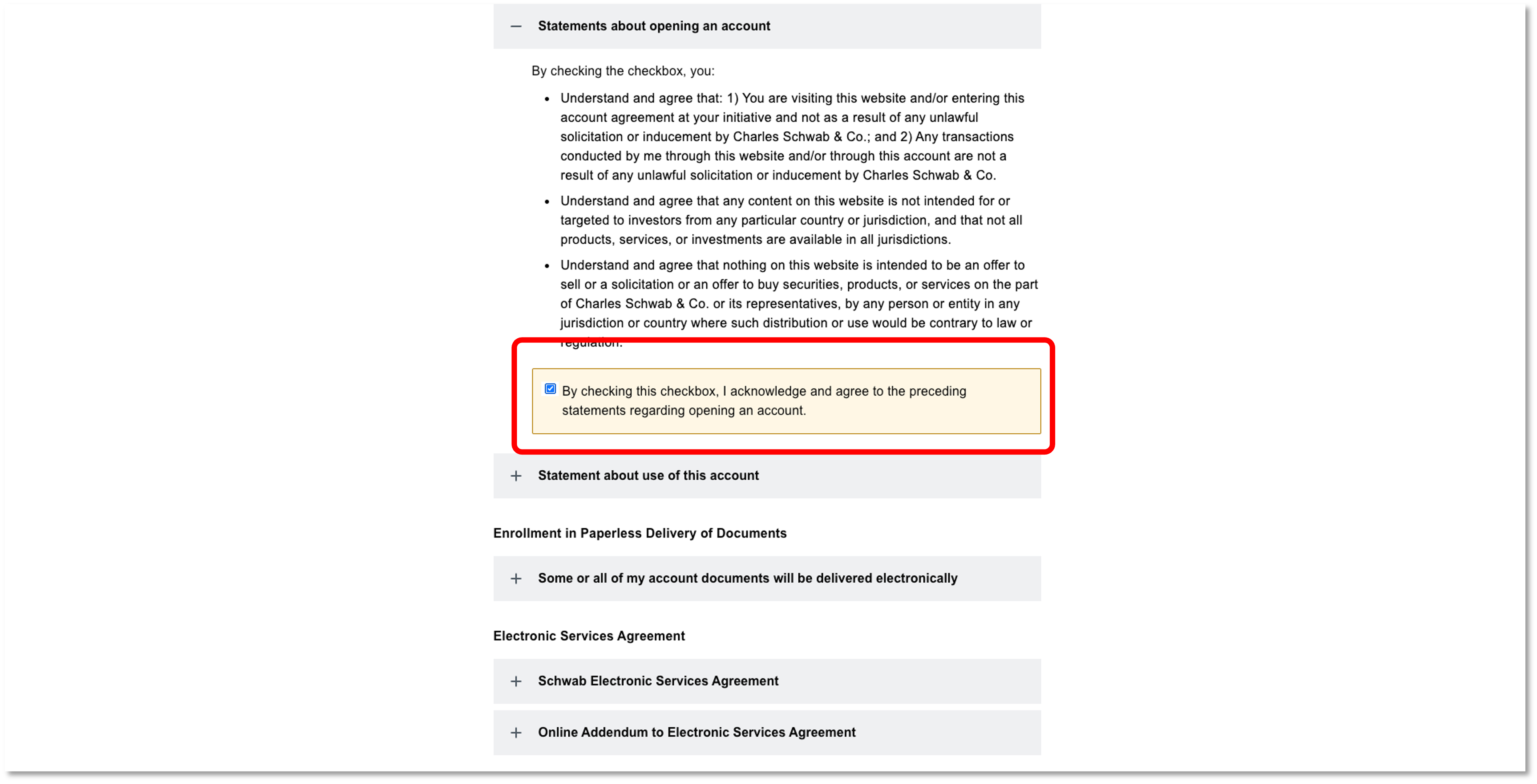 勾選同意條款的表單