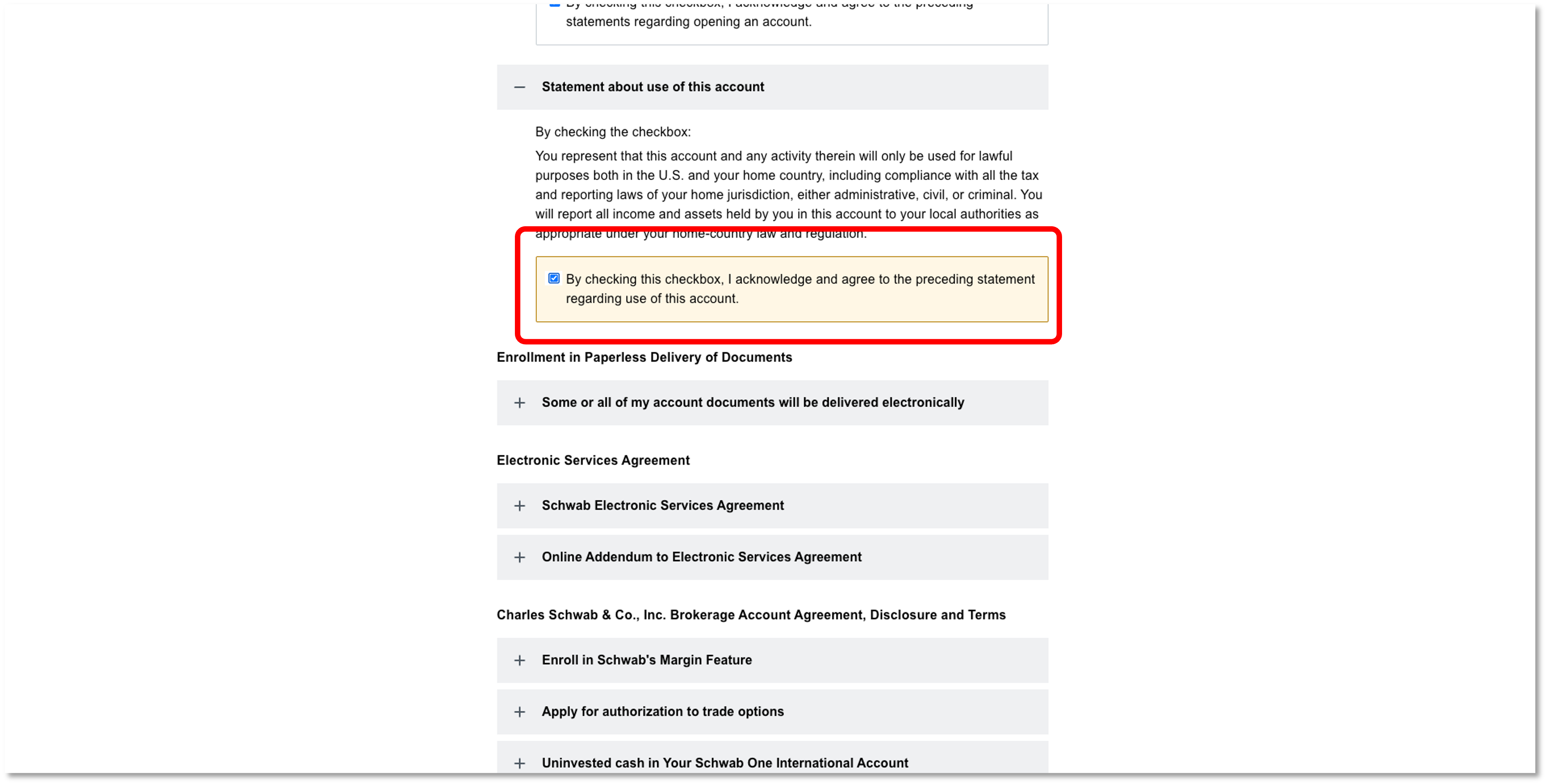 勾選同意條款的表單